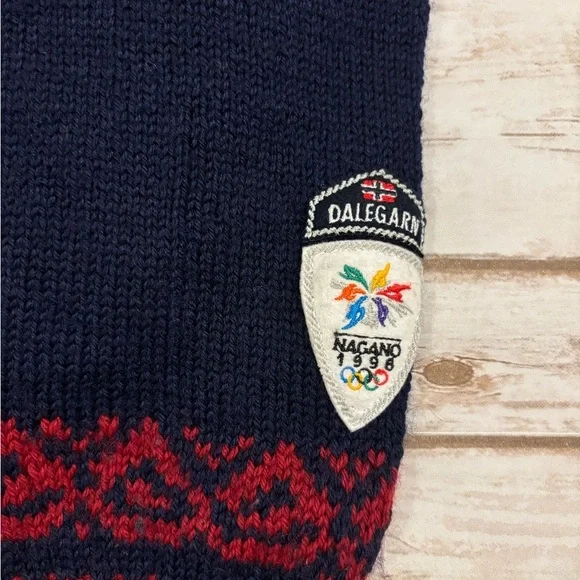 Vintage Dale Of Norway Olympic Nagano 1998 Quarter Zip Wool Sweater XL - Picture 7 of 12